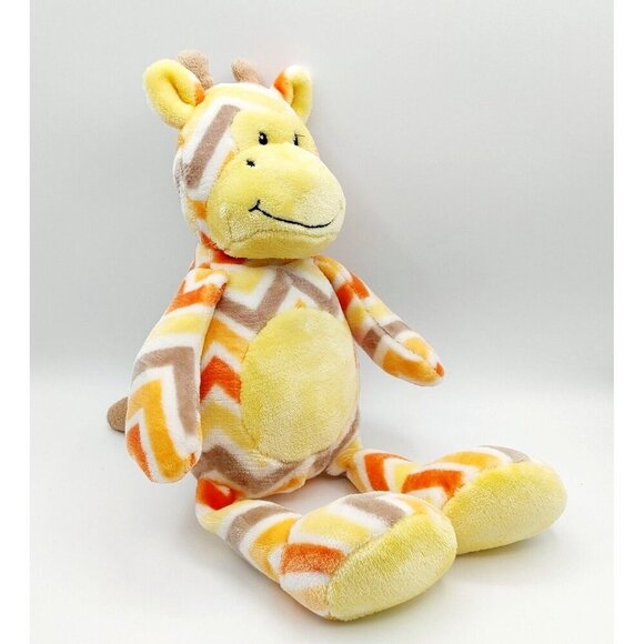 Little Miracles Yellow Orange Taupe Plush Giraffe Stuffed Animal Rattle 18" - Picture 2 of 4